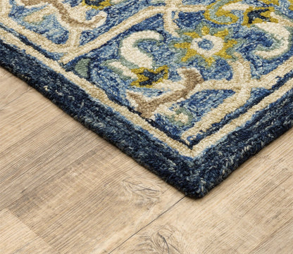 Alfresco Traditional Navy Blue Floral Medallion Rug by Oriental Weavers
