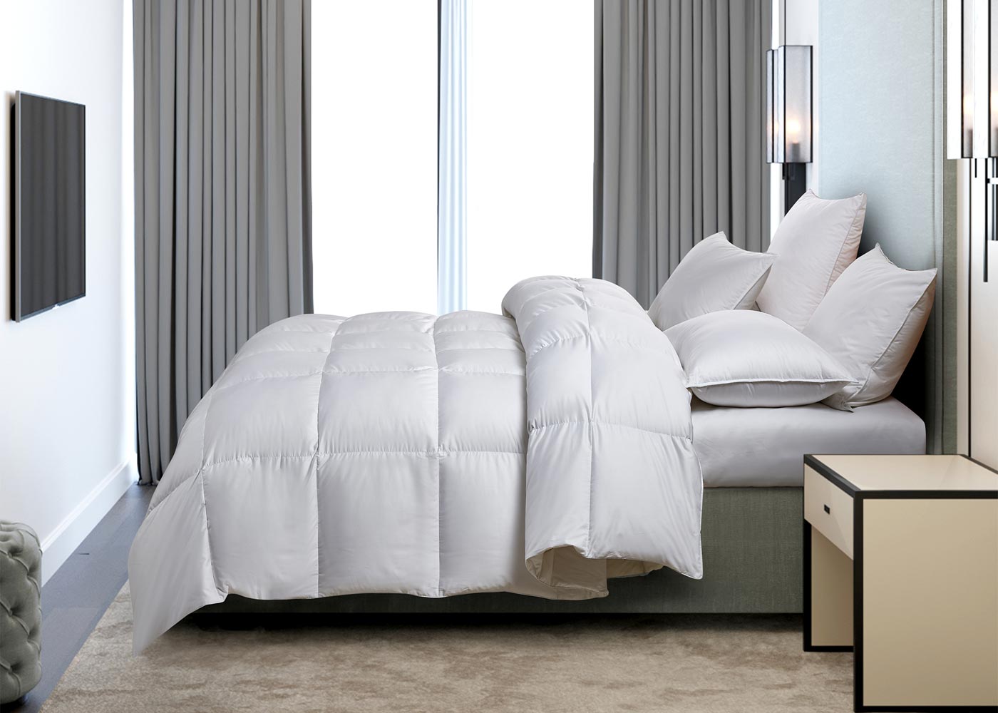 All Season White Down Fiber Comforter Medium Warmth