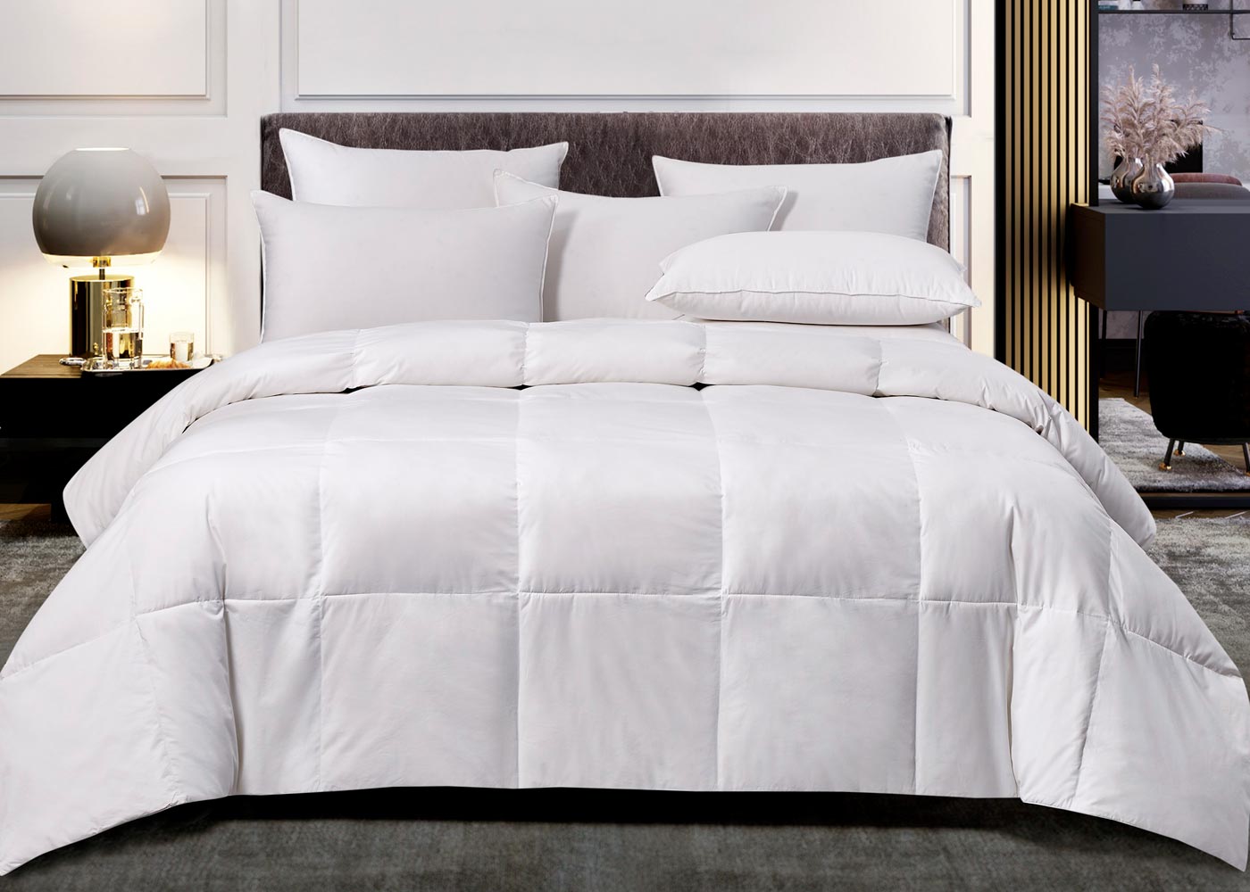 All Season White Goose Feather and Down Fiber Comforter