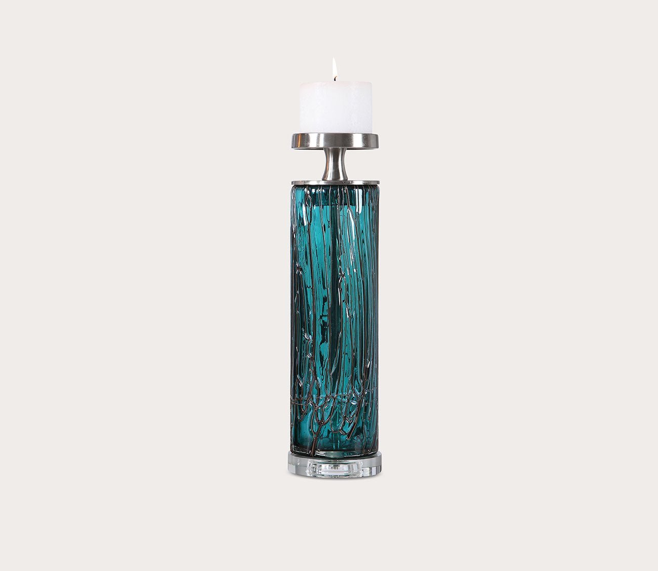 Almanzora Teal Glass Candleholders by Uttermost