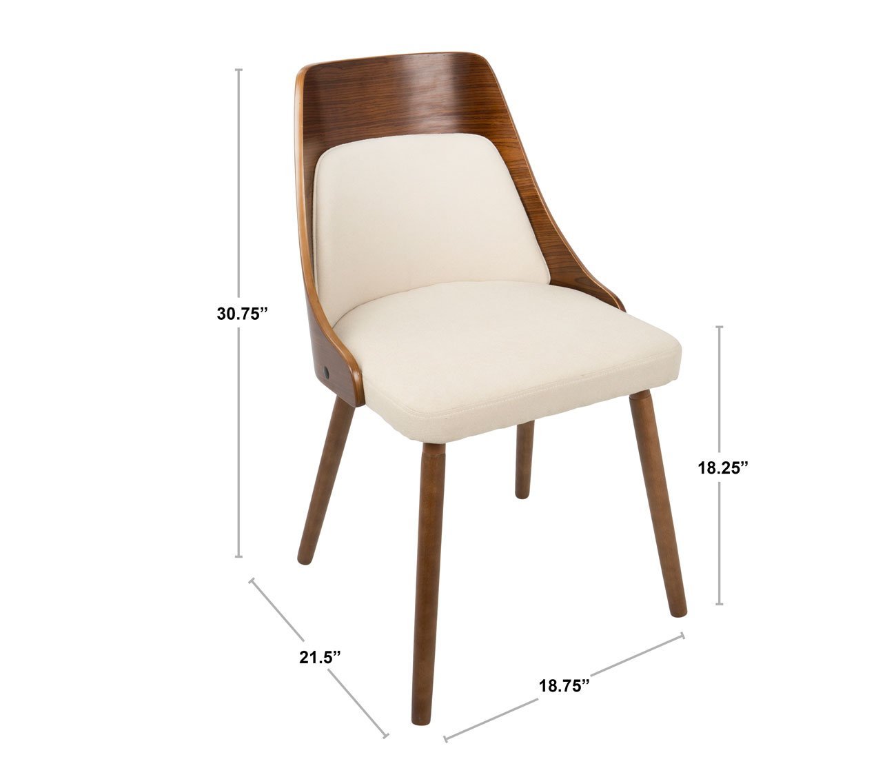 Anabelle Mid Century Walnut Wood Chair by LumiSource