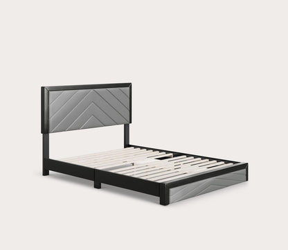 Angelica Chevron Tufted Faux Leather Platform Bed by Arkotec
