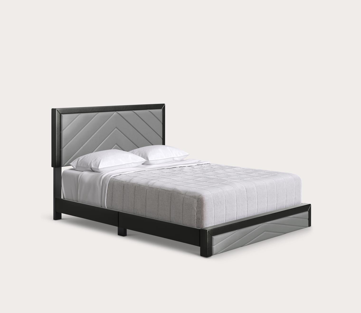 Angelica Chevron Tufted Faux Leather Platform Bed by Arkotec