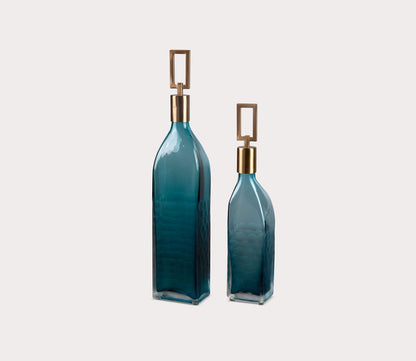 Annabella Teal Glass Bottles Set of 2 by Uttermost