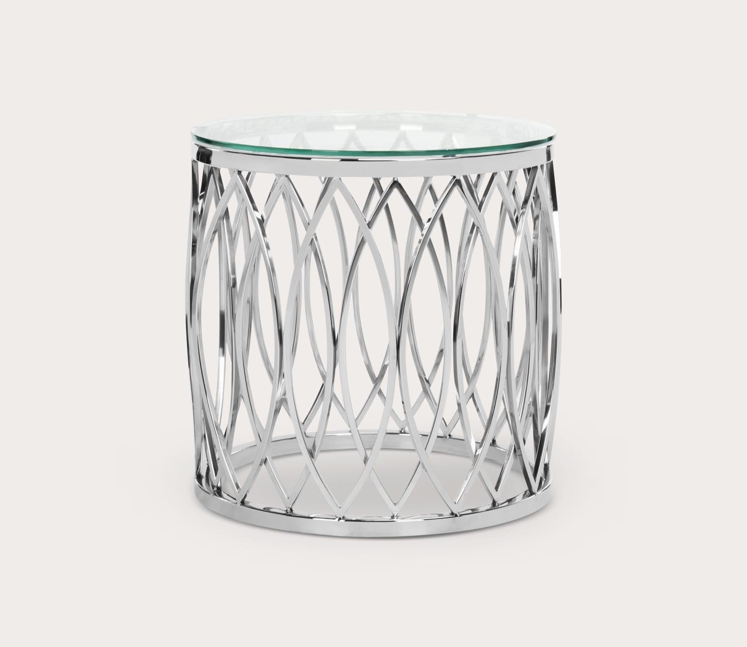 April Glass Top Chrome Frame End Table by Safavieh