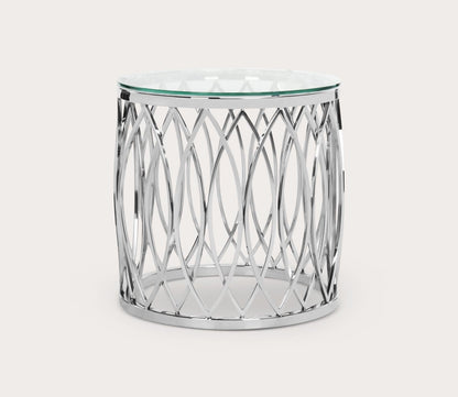 April Glass Top Chrome Frame End Table by Safavieh