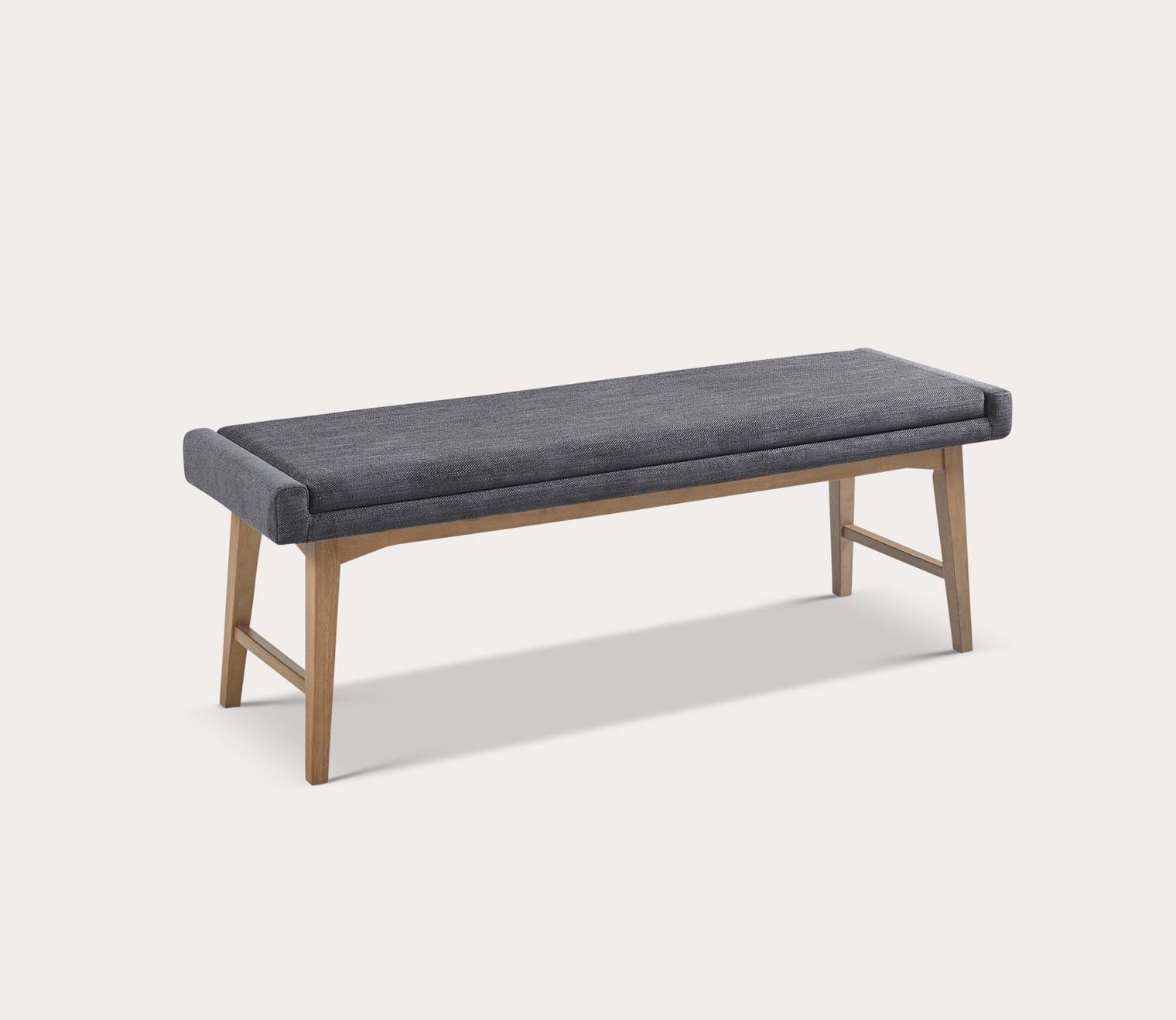 April Gray Fabric Upholstered Wood Accent Bench by INK + IVY