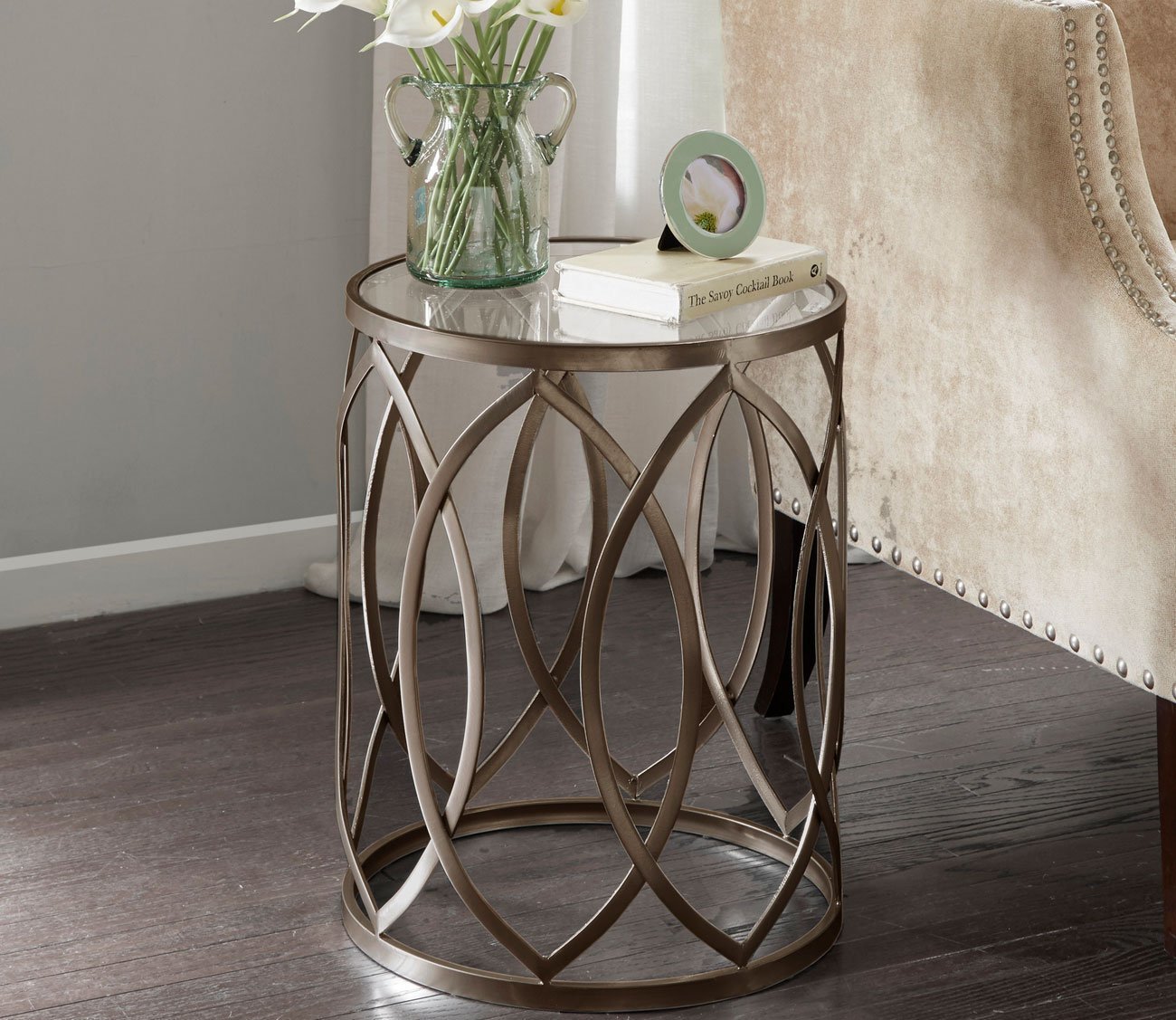 Arlo Metal Eyelet Accent Table by Madison Park