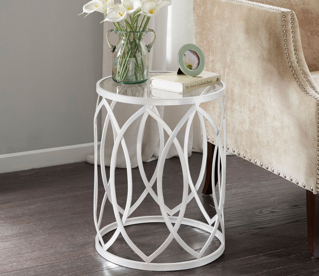 Arlo Metal Eyelet Accent Table by Madison Park