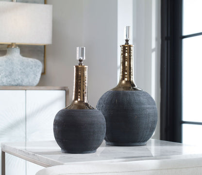 Arnav Matte Black Bottles Set of 2 by Uttermost