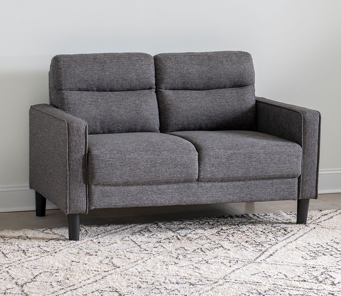Asher Channeled Tufted Grey Fabric Loveseat