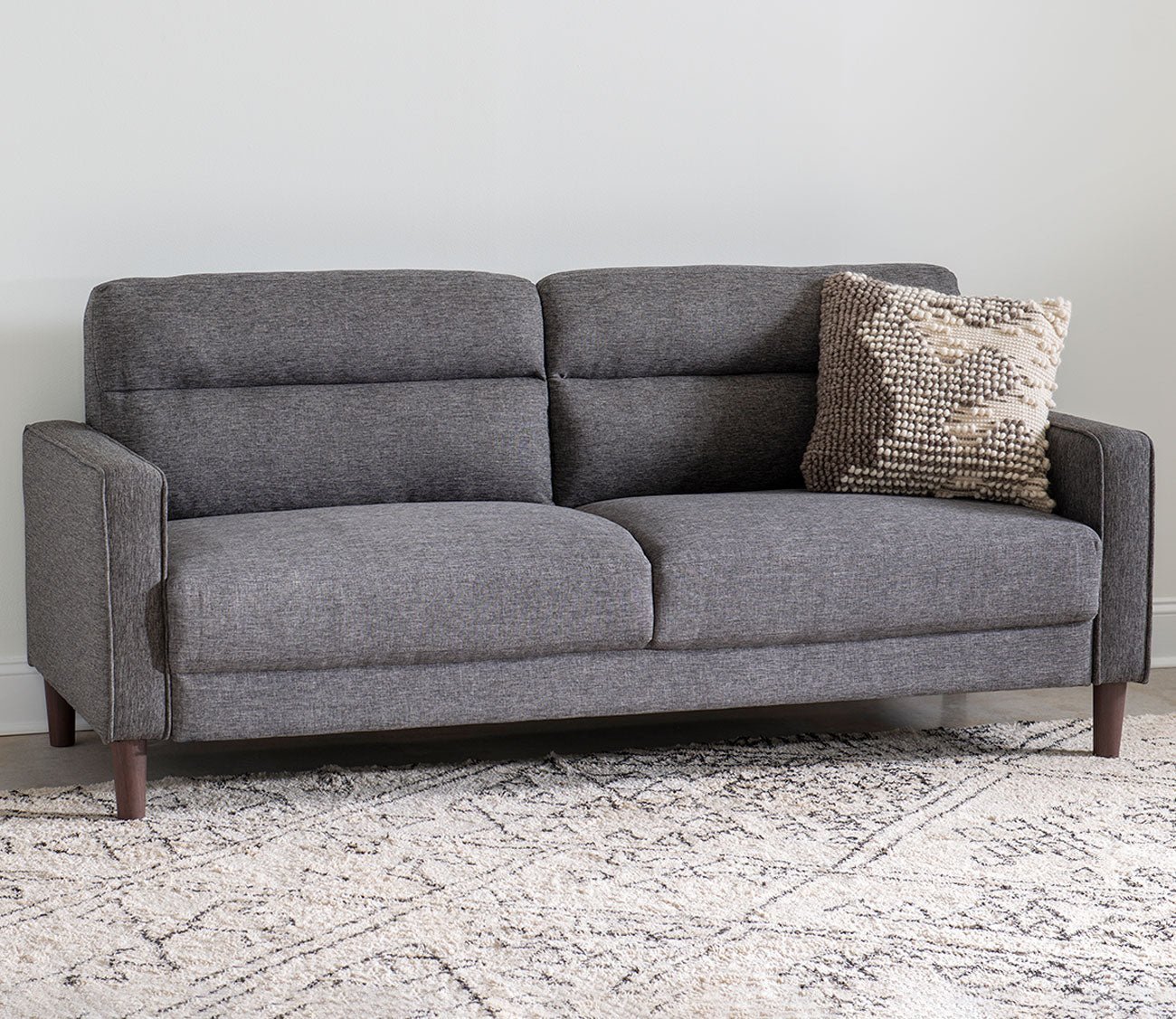 Asher Channeled Tufted Grey Fabric Sofa