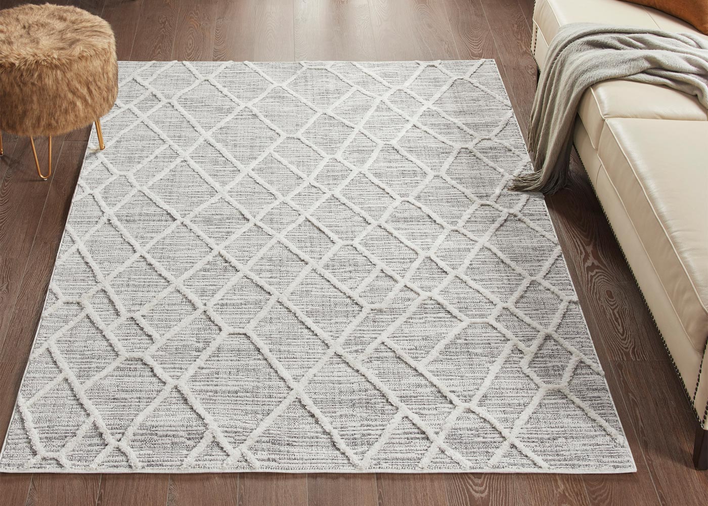Ashley Terni Pebble Geometric Tufted Indoor Area Rug
