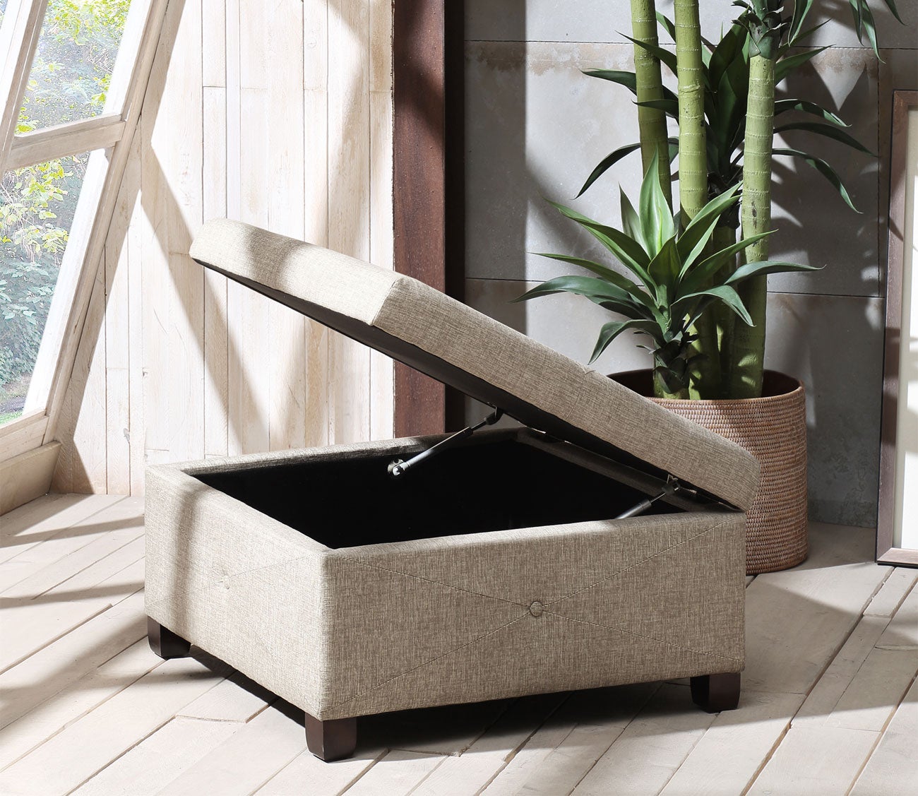 Aspen Button Tufted Square Storage Ottoman by Madison Park