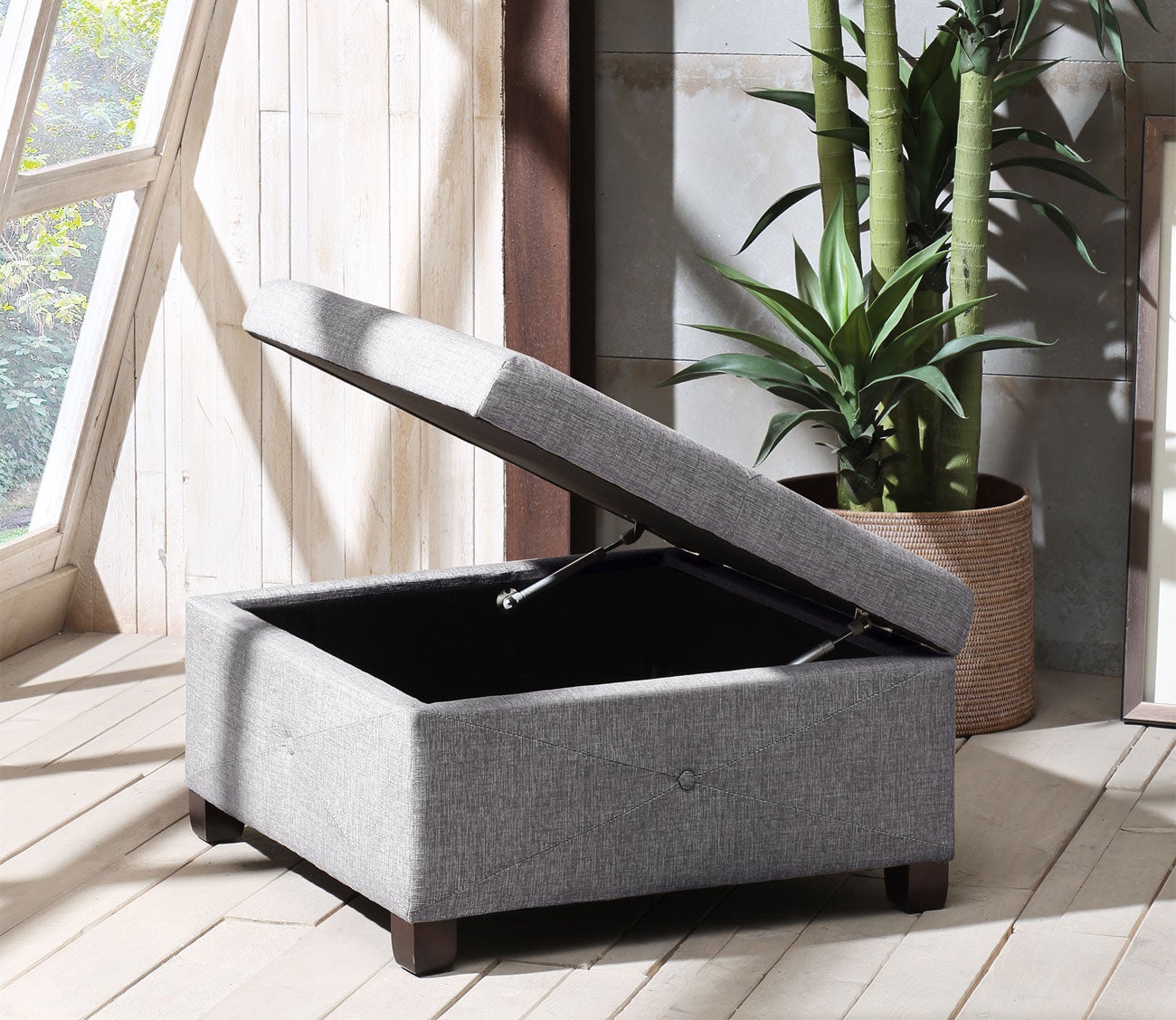 Aspen Button Tufted Square Storage Ottoman by Madison Park