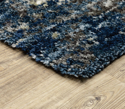 Aspen Distressed Blue Ivory Tonal Shag Rug by Oriental Weavers