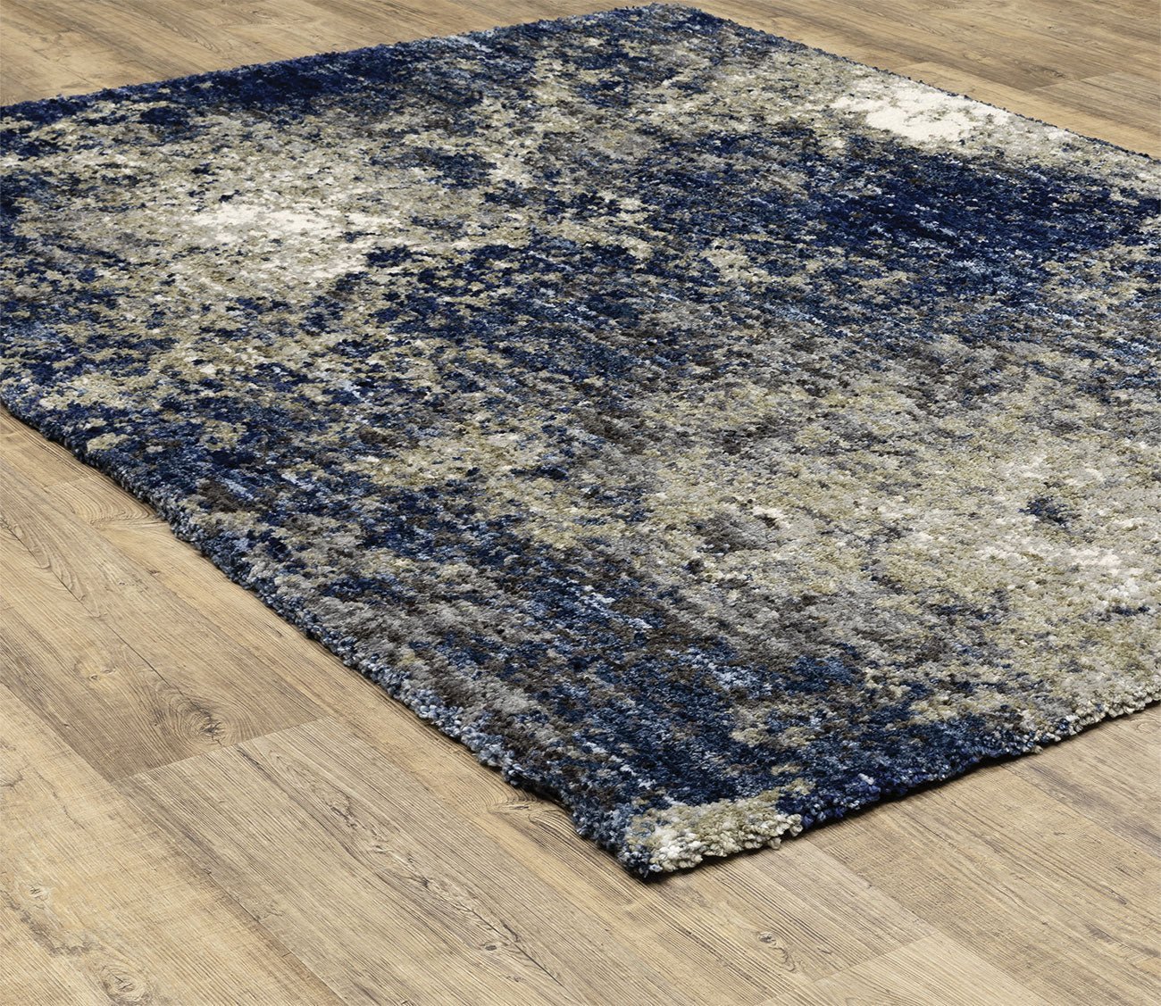 Aspen Distressed Blue Ivory Tonal Shag Rug