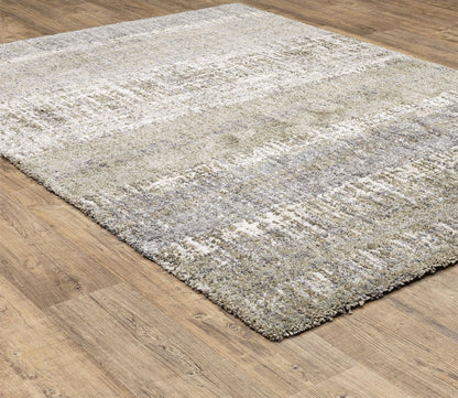 Aspen Distressed Grey Abstract Stripe Shag Rug by Oriental Weavers