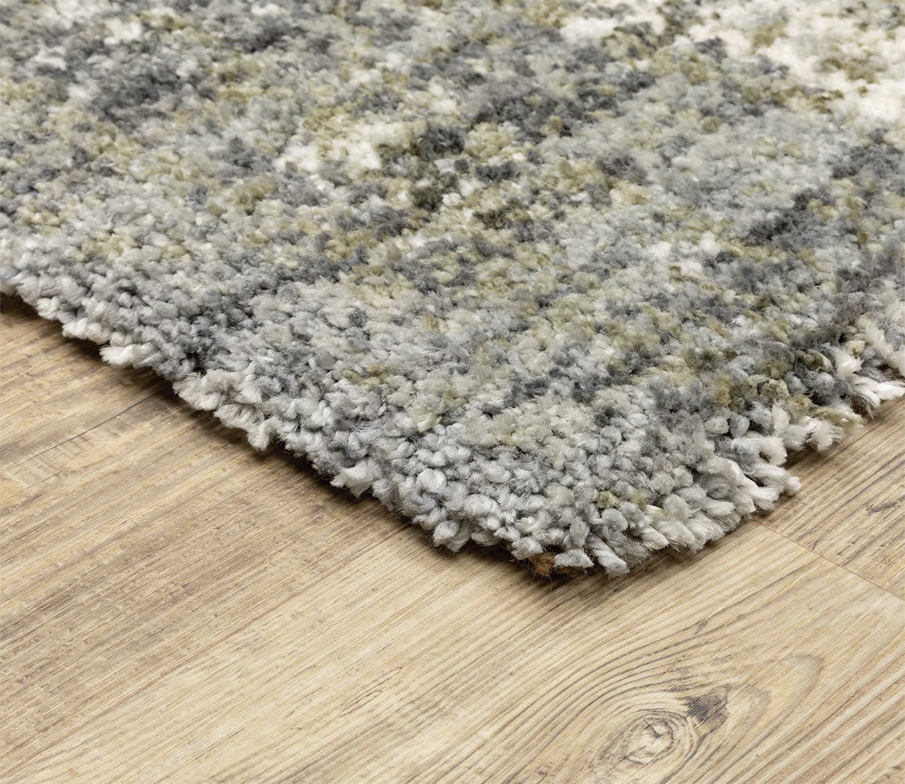 Aspen Distressed Grey Abstract Stripe Shag Rug by Oriental Weavers
