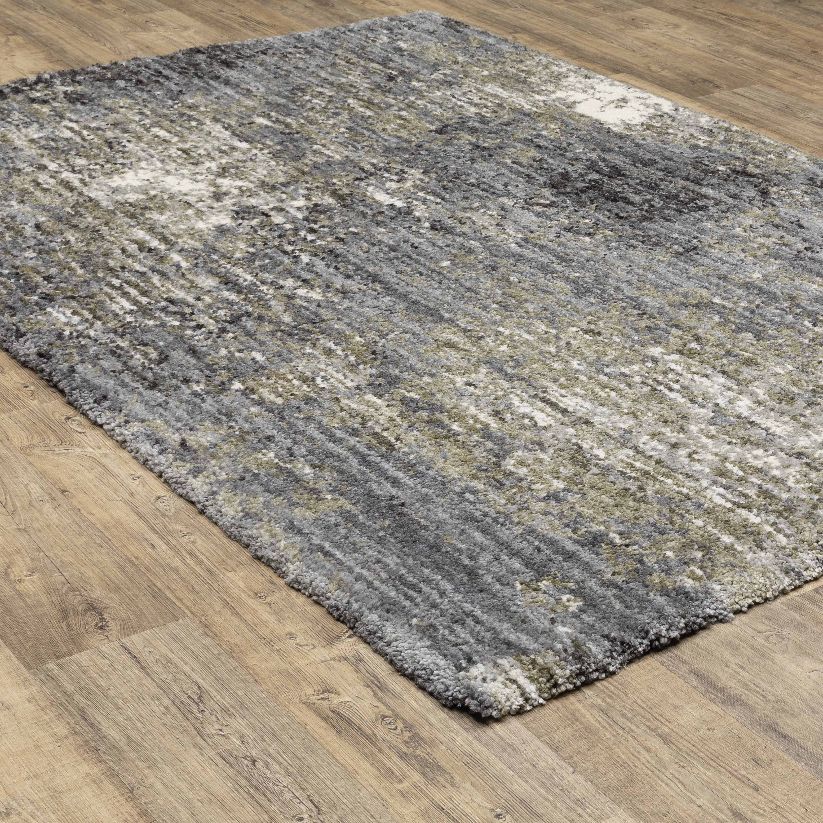 Aspen Distressed Grey Ivory Tonal Shag Rug