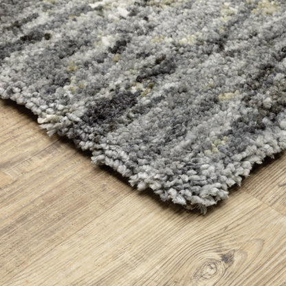Aspen Distressed Grey Ivory Tonal Shag Rug by Oriental Weavers