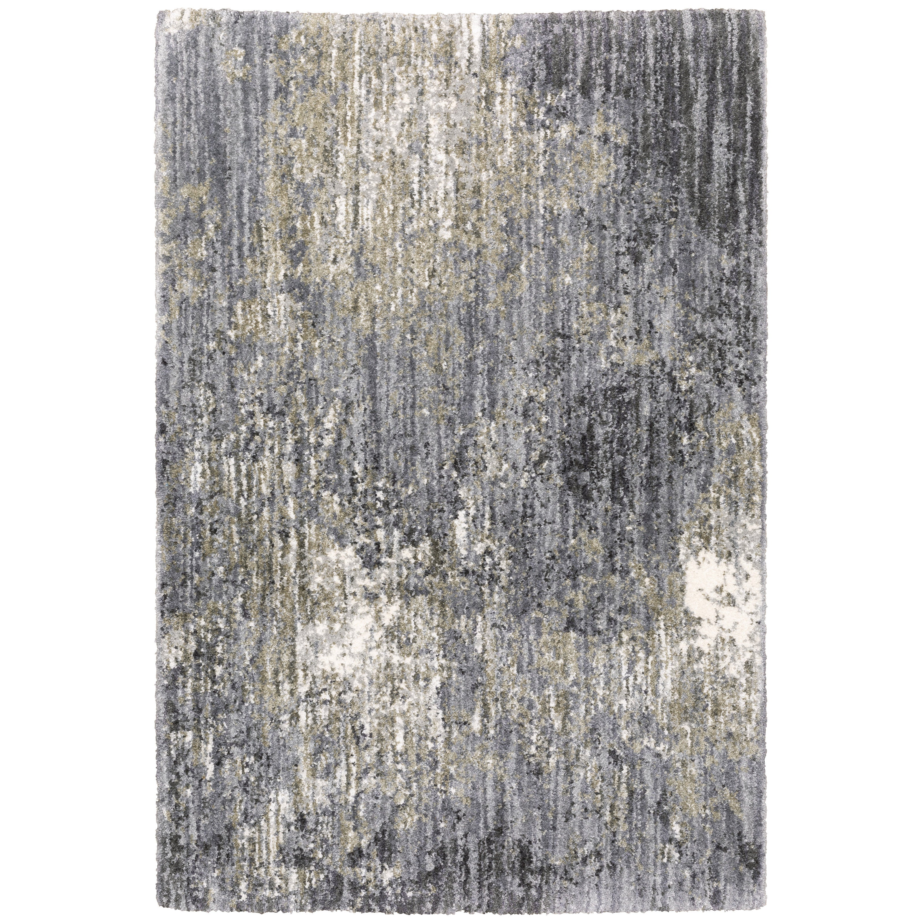 Aspen Distressed Grey Ivory Tonal Shag Rug by Oriental Weavers
