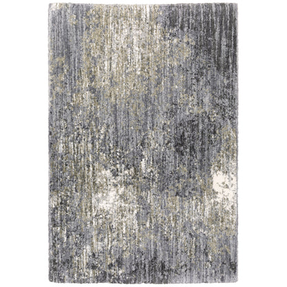 Aspen Distressed Grey Ivory Tonal Shag Rug by Oriental Weavers
