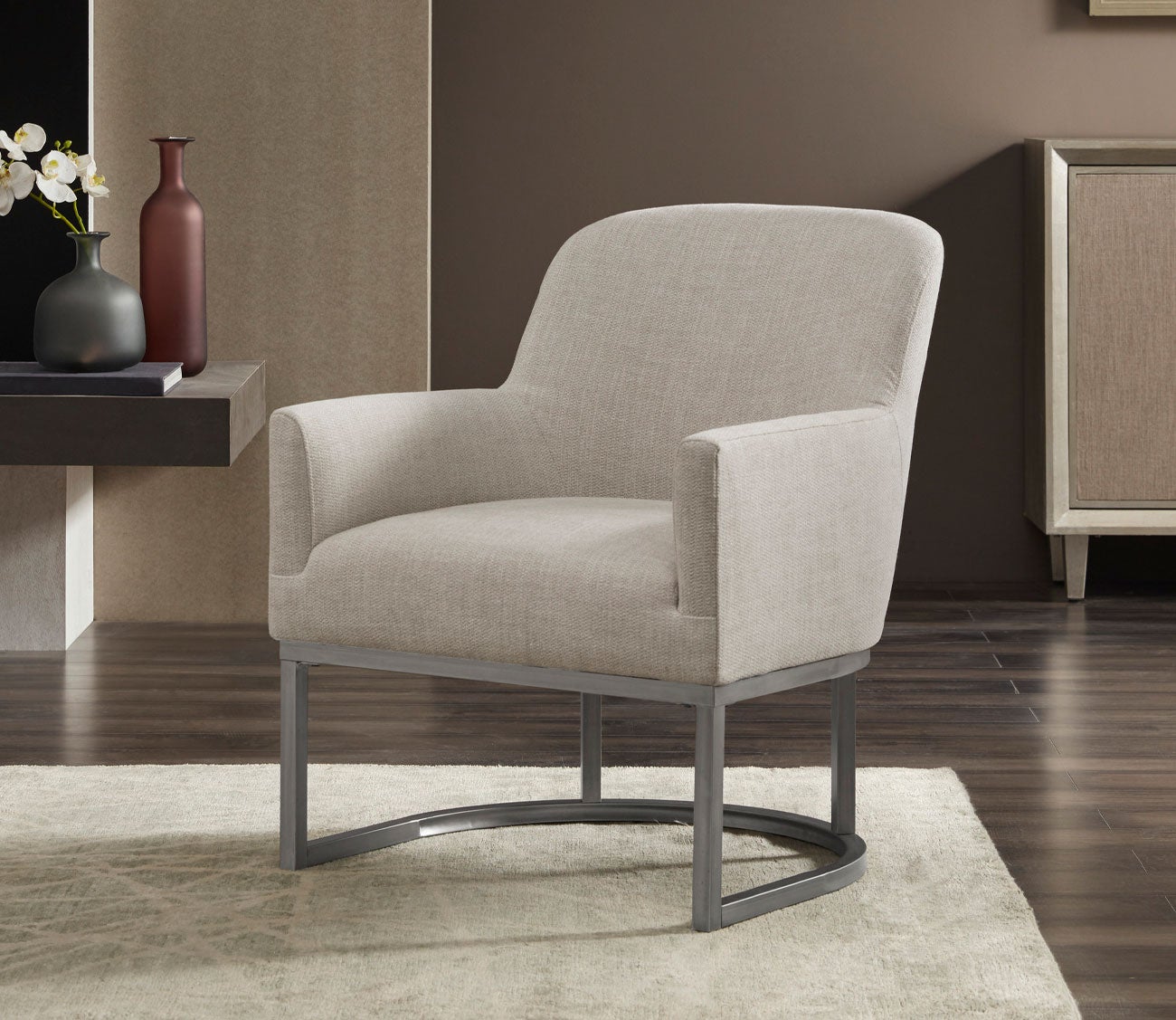 Auden Beige Fabric Upholstered Accent Chair by Martha Stewart