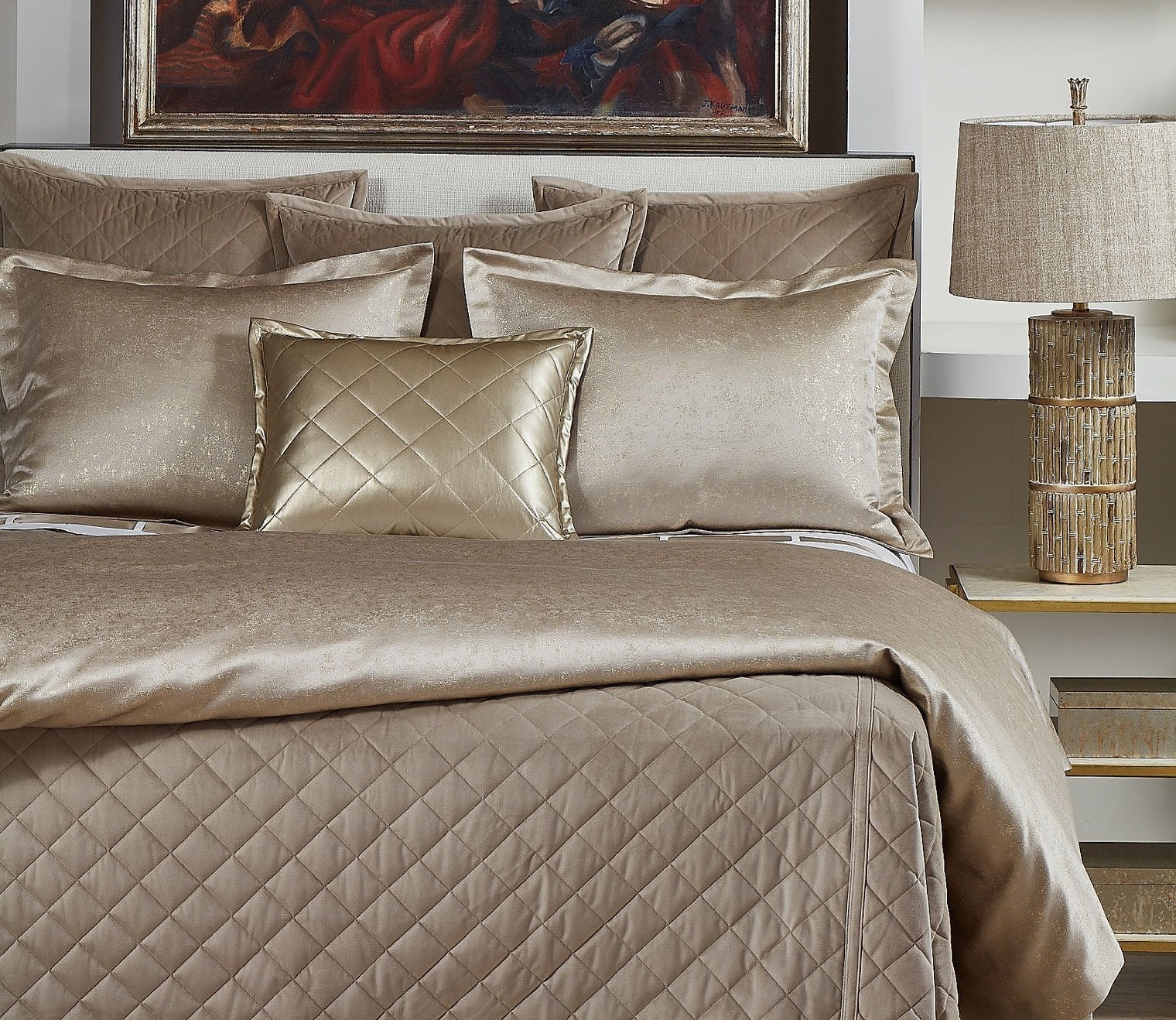 Aura Champagne Jacquard 3-Piece Duvet Cover Set