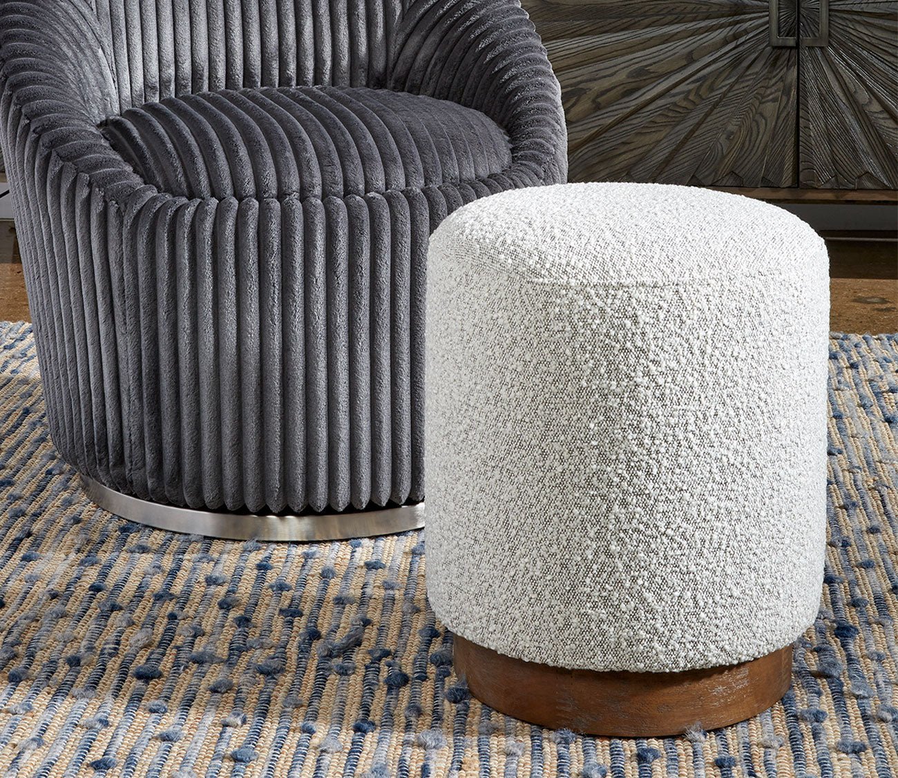 Avila Light Gray Ottoman