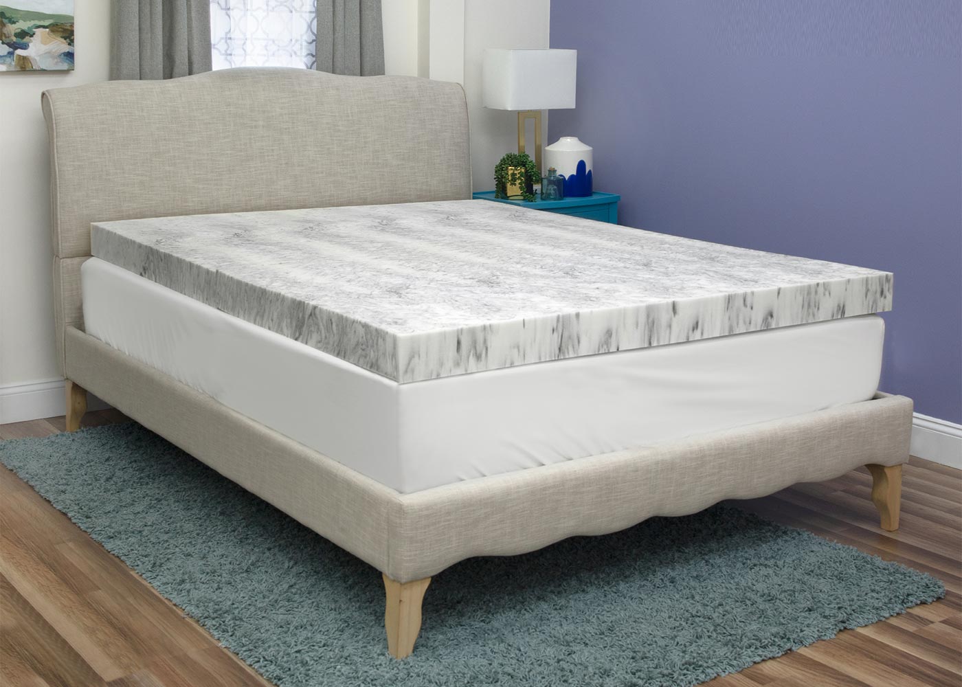 Bamboo Charcoal Infused 4-Inch Memory Foam Mattress Topper