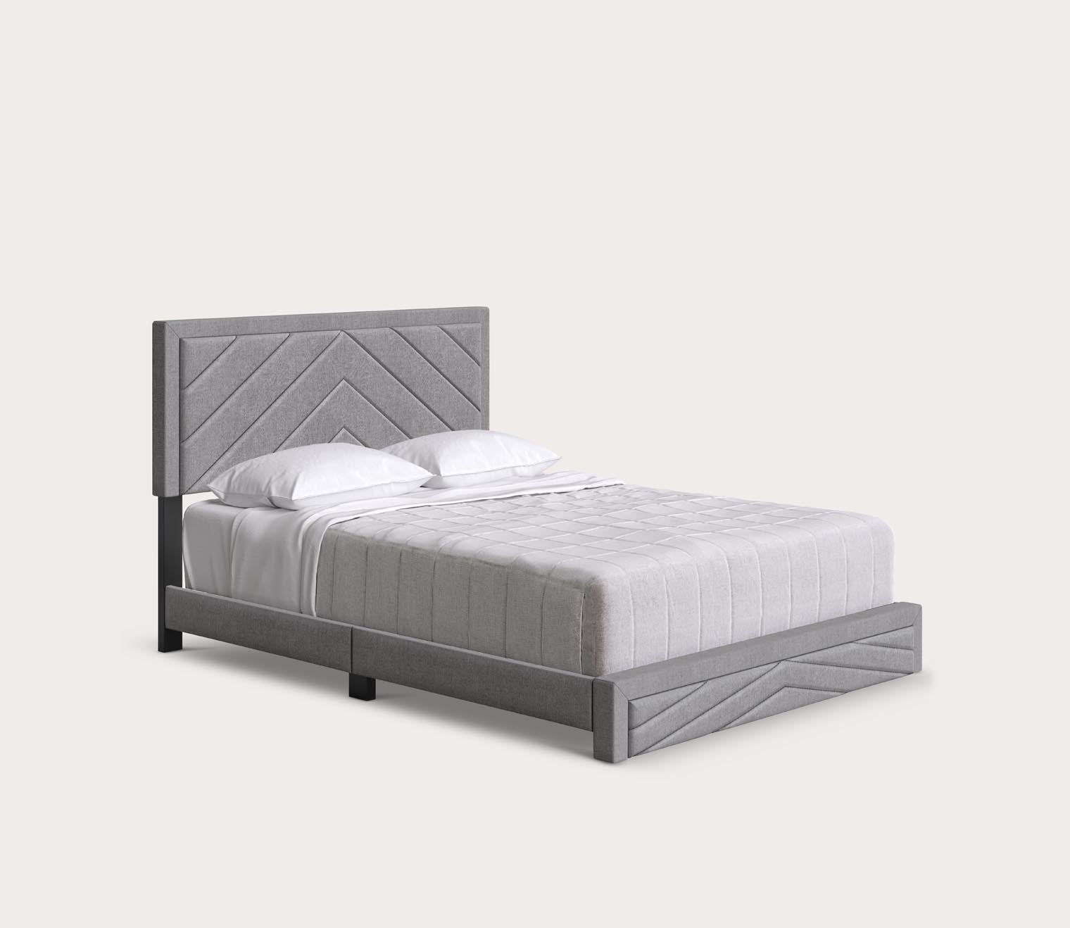 Batavia Chevron Tufted Linen Fabric Platform Bed by Arkotec
