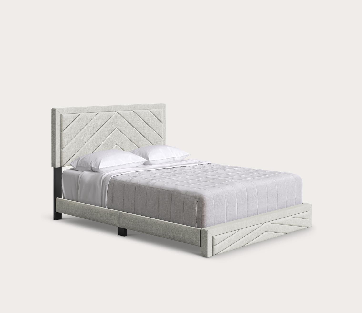 Batavia Chevron Tufted Linen Fabric Platform Bed by Arkotec