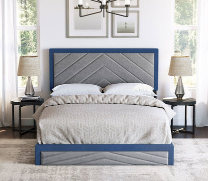 Batavia Chevron Tufted Linen Fabric Platform Bed by Arkotec