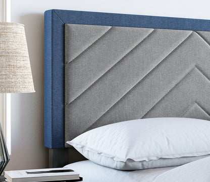 Batavia Chevron Tufted Linen Fabric Platform Bed by Arkotec