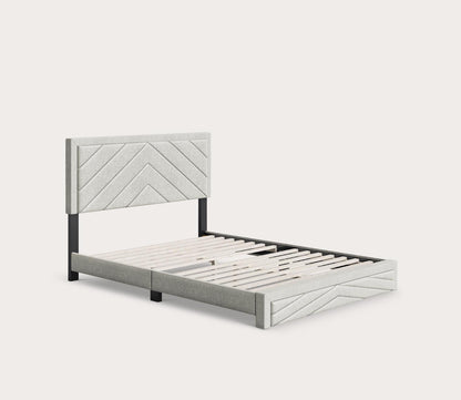 Batavia Chevron Tufted Linen Fabric Platform Bed by Arkotec