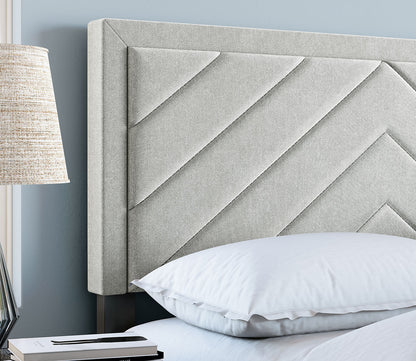 Batavia Chevron Tufted Linen Fabric Platform Bed by Arkotec