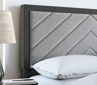 Batavia Chevron Tufted Linen Fabric Platform Bed by Arkotec