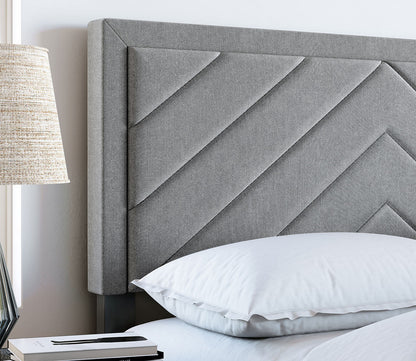 Batavia Chevron Tufted Linen Fabric Platform Bed by Arkotec