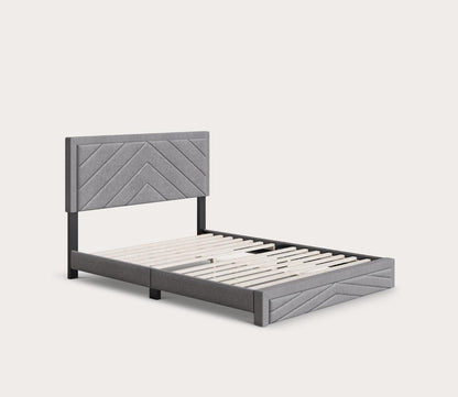 Batavia Chevron Tufted Linen Fabric Platform Bed by Arkotec