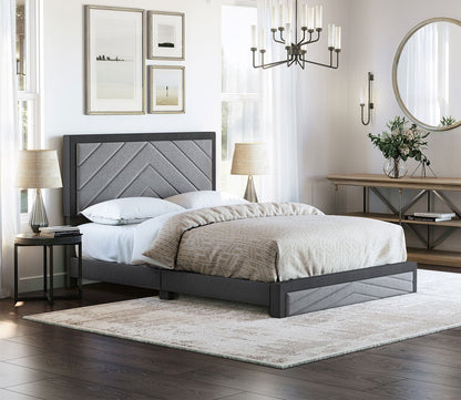 Batavia Chevron Tufted Linen Fabric Platform Bed by Arkotec