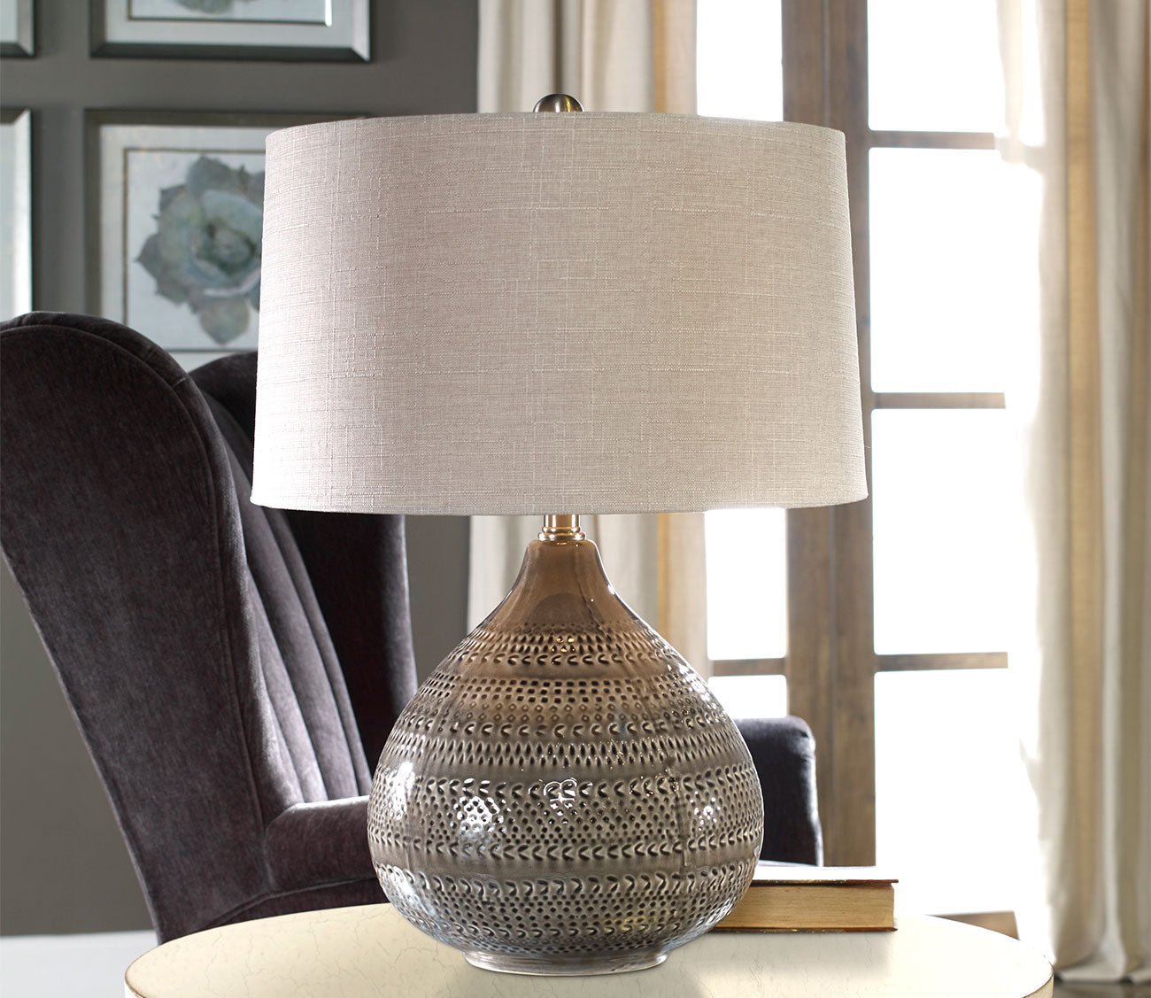 Batova Smoke Gray Table Lamp