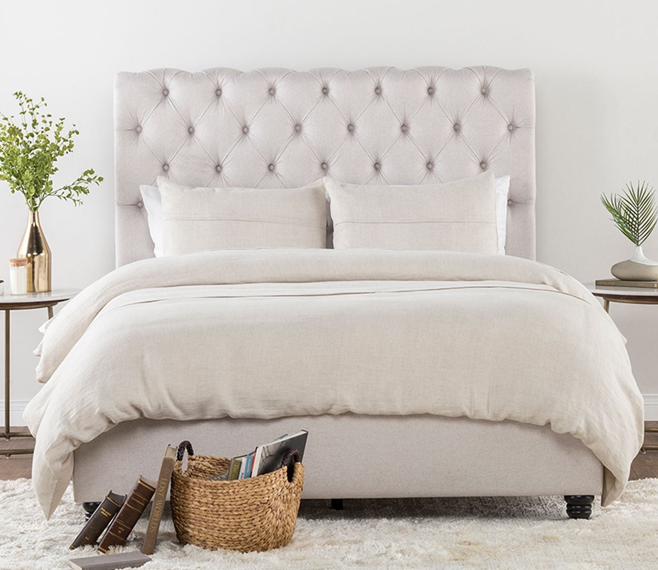 Beaumont Beige Linen 3-Piece Duvet Cover Set