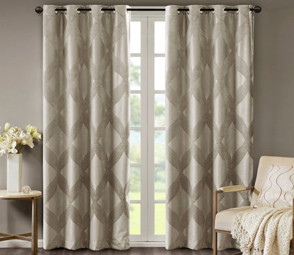 Bentley Ogee Knitted Jacquard Total Blackout Grommet Top Curtain Panel by SunSmart