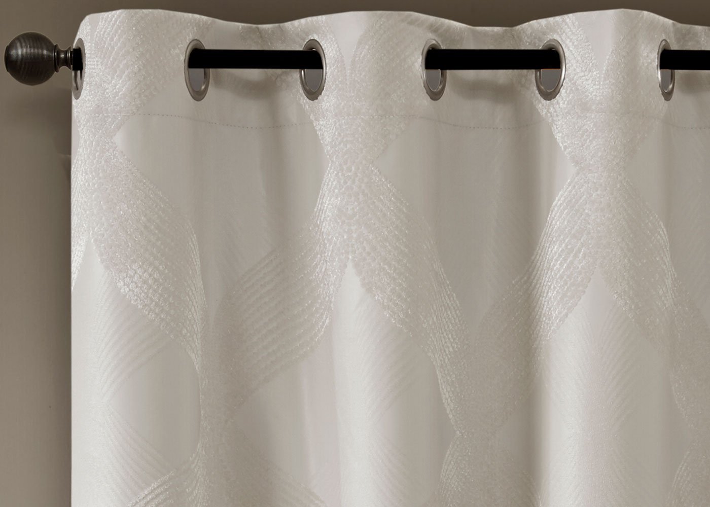 Bentley Ogee Knitted Jacquard Total Blackout Grommet Top Curtain Panel by SunSmart