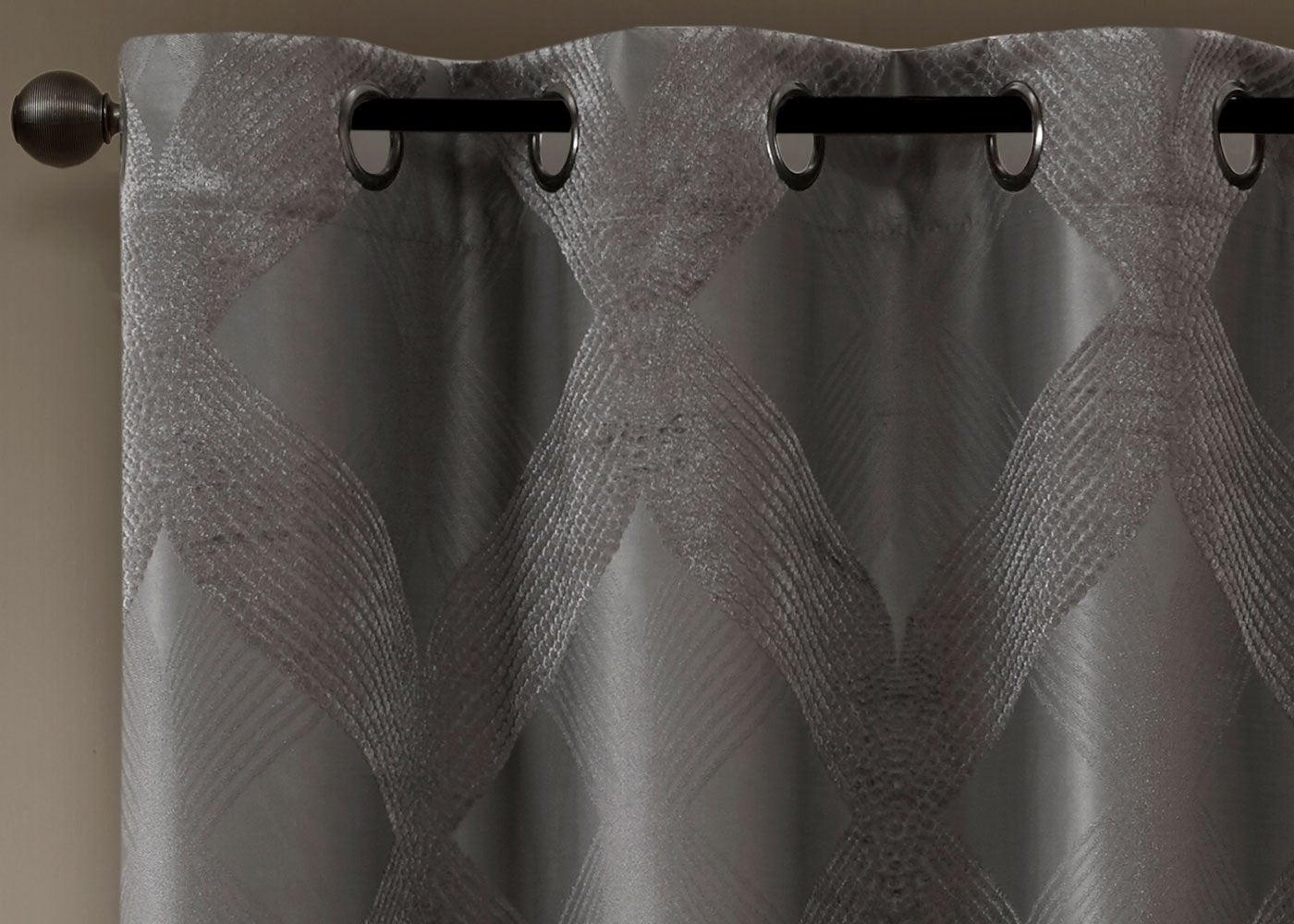 Bentley Ogee Knitted Jacquard Total Blackout Grommet Top Curtain Panel by SunSmart