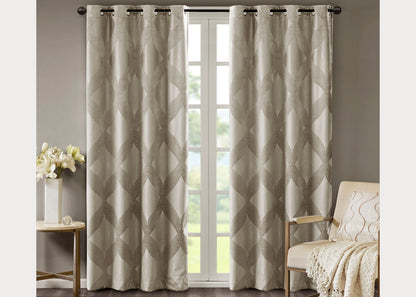 Bentley Ogee Knitted Jacquard Total Blackout Grommet Top Curtain Panel by SunSmart