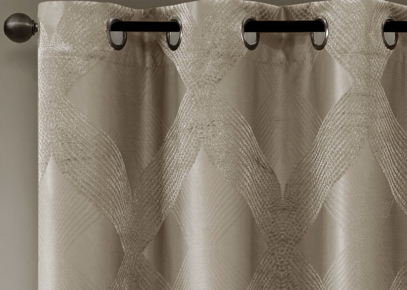 Bentley Ogee Knitted Jacquard Total Blackout Grommet Top Curtain Panel by SunSmart