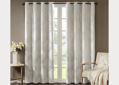 Bentley Ogee Knitted Jacquard Total Blackout Grommet Top Curtain Panel by SunSmart