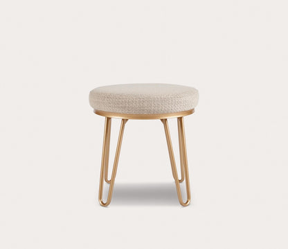 Beverly Tan Fabric Upholstered Round Stool by INK + IVY